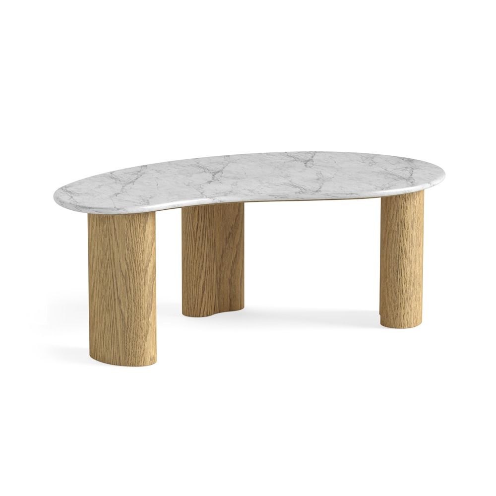 Phoenix Tear Drop Coffee Table - Oak w/ Marble Top
