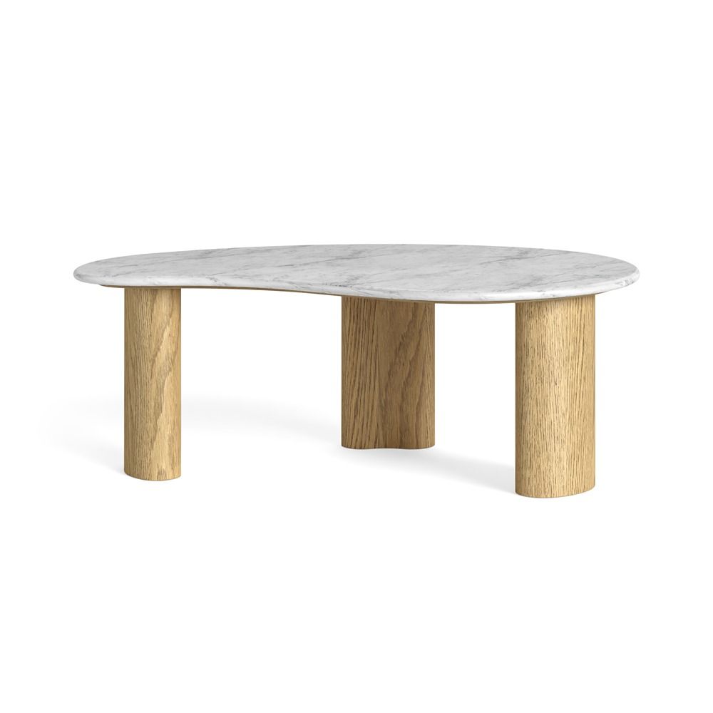 Phoenix Tear Drop Coffee Table - Oak w/ Marble Top