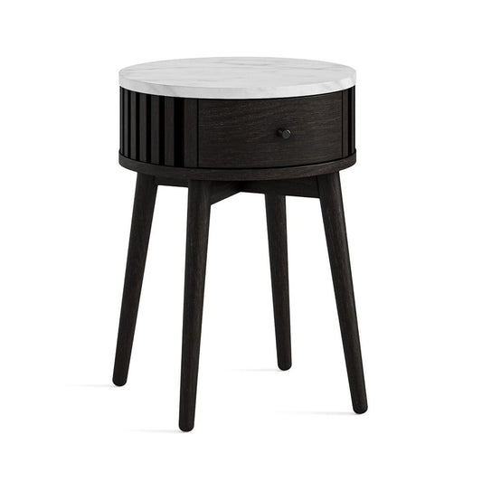 Soho Round Side Table - Black w/ Marble Top