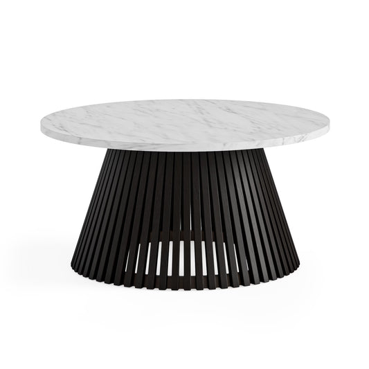 Soho Round Coffee Table - Black w/ Marble Top