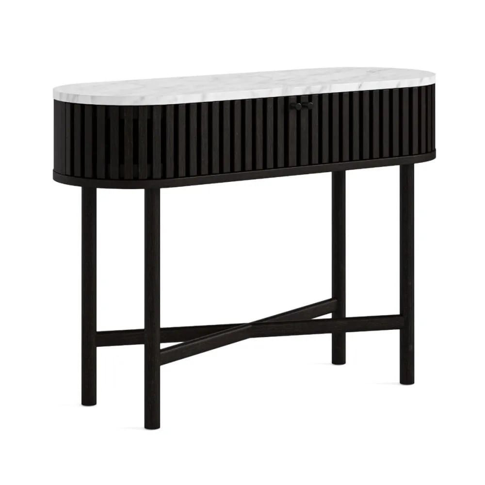 Soho Oval Console Table - Black w/ Marble Top