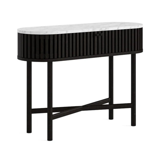 Soho Oval Console Table - Black w/ Marble Top