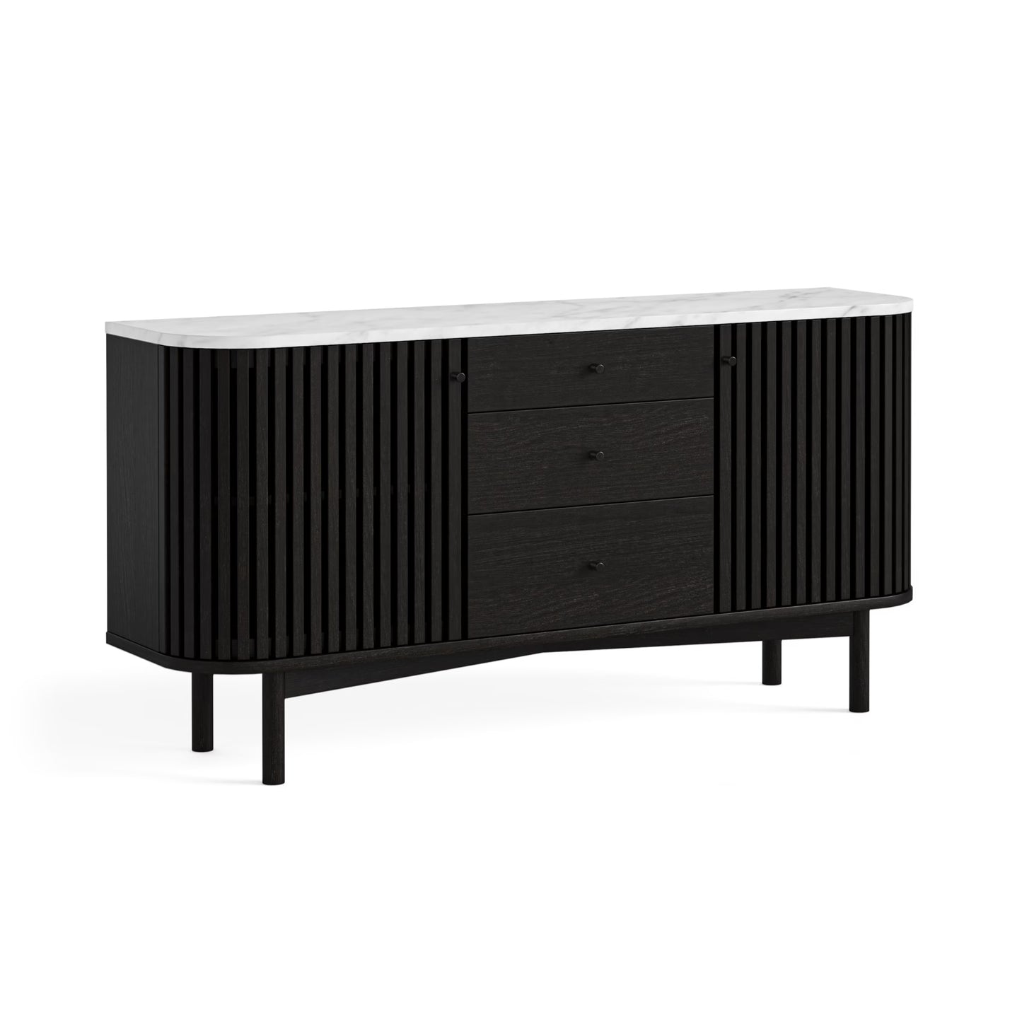 Soho Sideboard with Drawers - Black w/ Marble Top