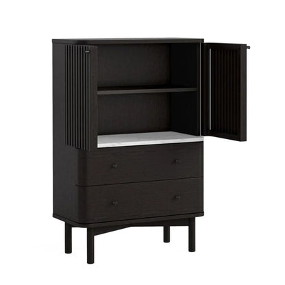 Soho Shoe Cabinet - Black w/ Marble Top