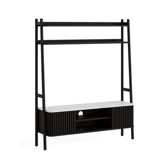 Soho Larder TV Unit - Black w/ Marble Top - Multiple Sizes
