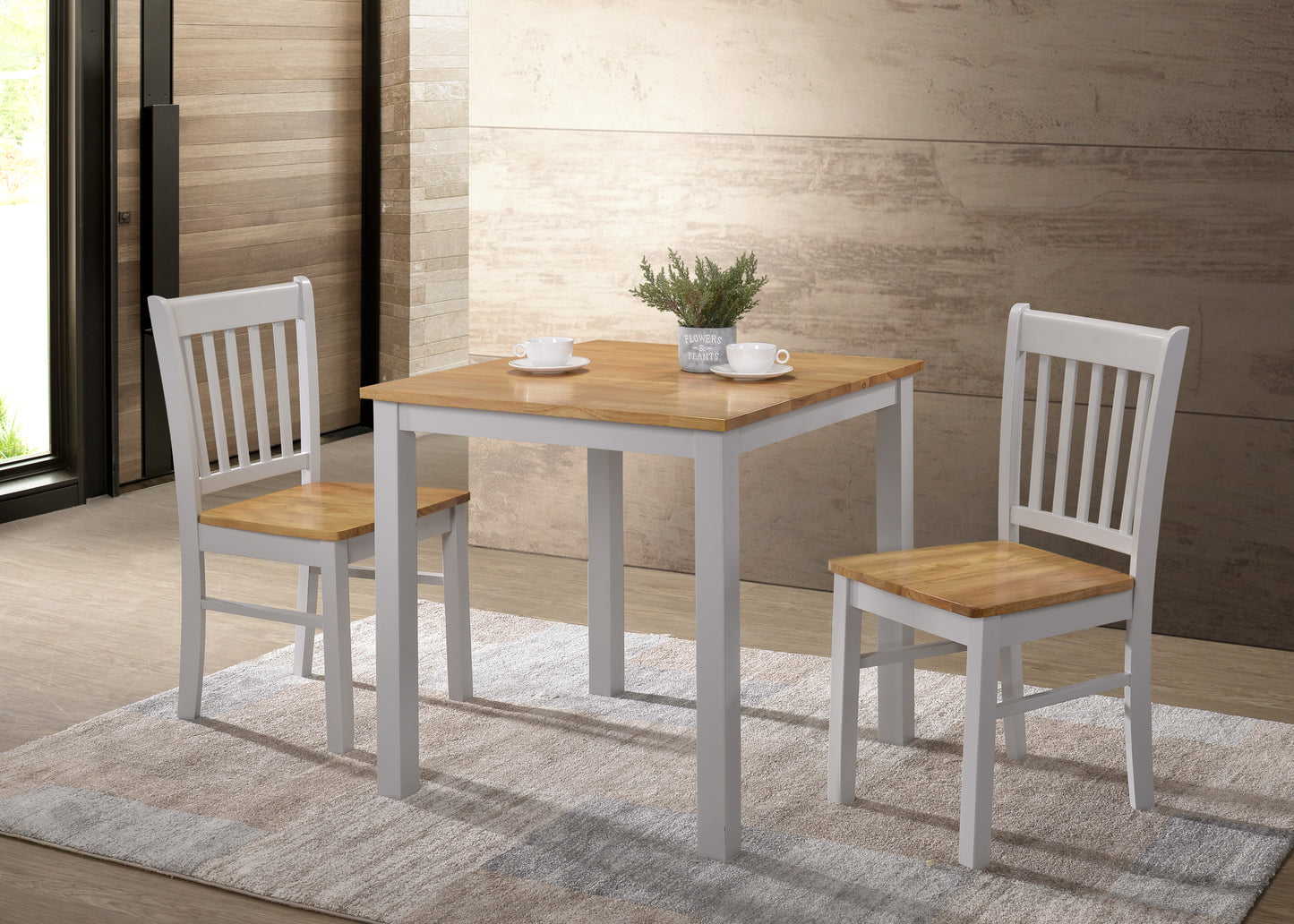 Galina 2' Dining Set - Grey & Oak