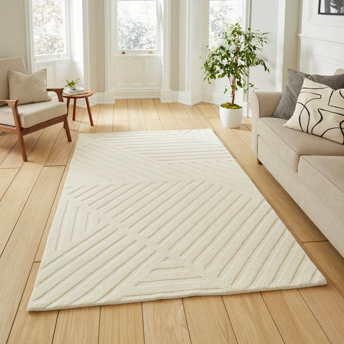 Hudson Bay Rug - Linear Pattern Cream