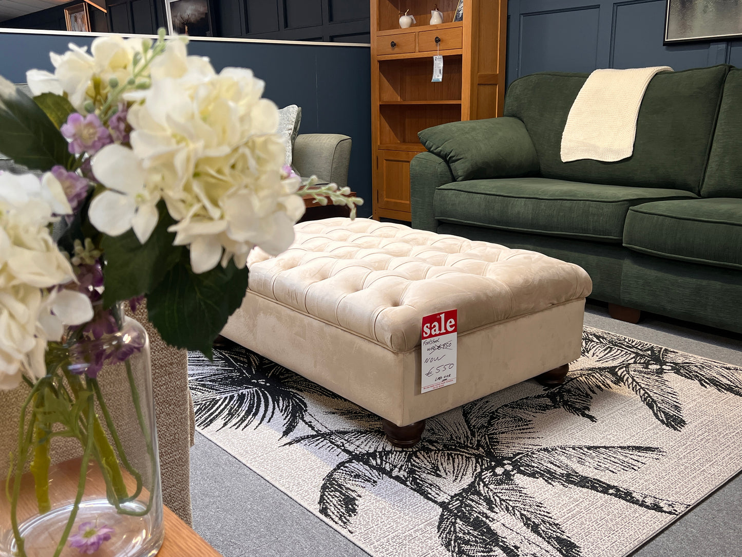 Large Cream Chesterfield Footstool - Irish Made - Floor Model