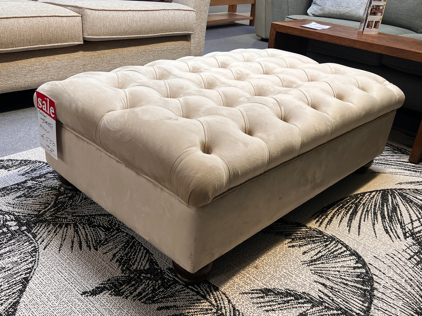Large Cream Chesterfield Footstool - Irish Made - Floor Model
