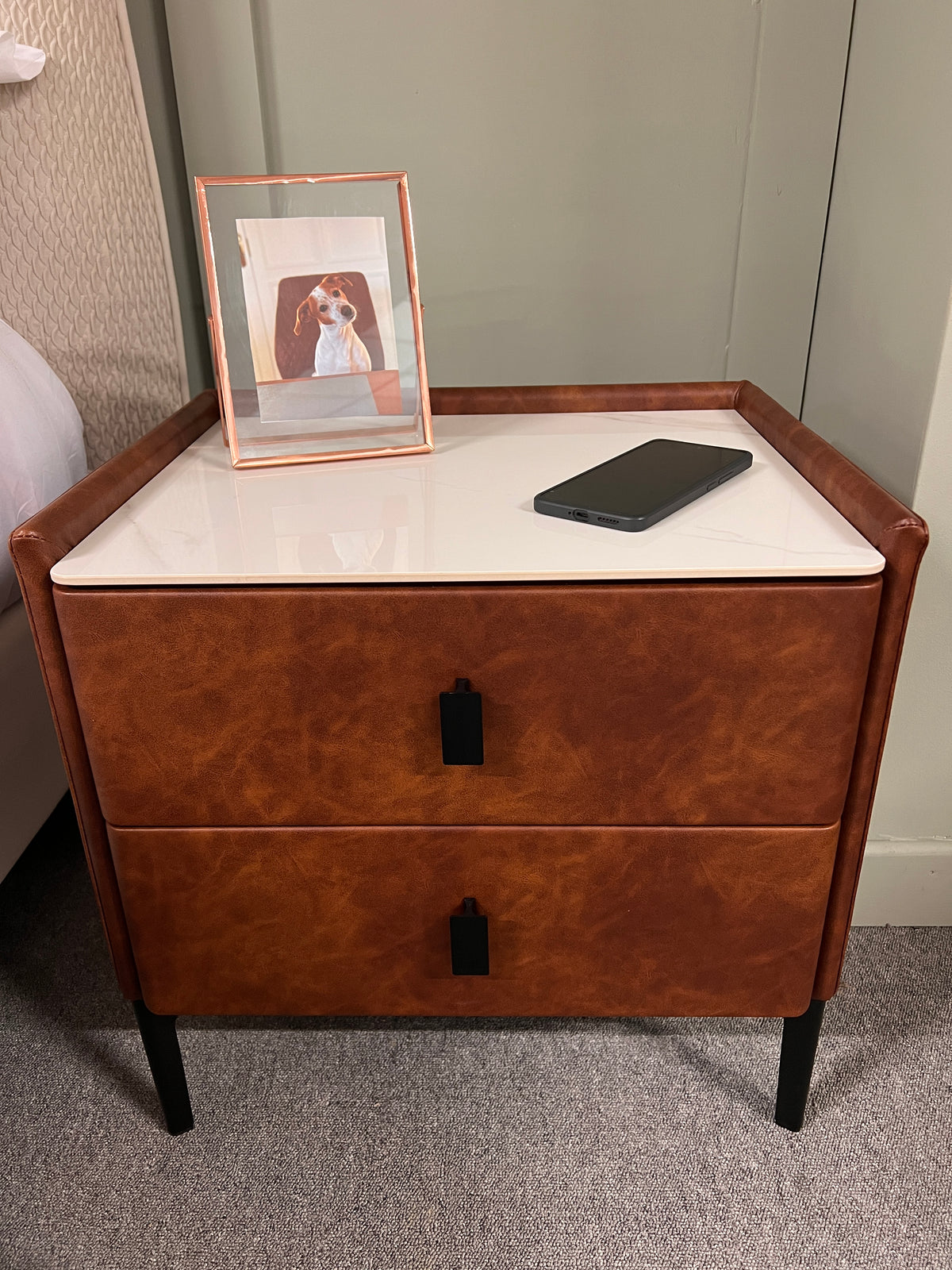 Carla Bedside Table with Charger - Multiple Colours