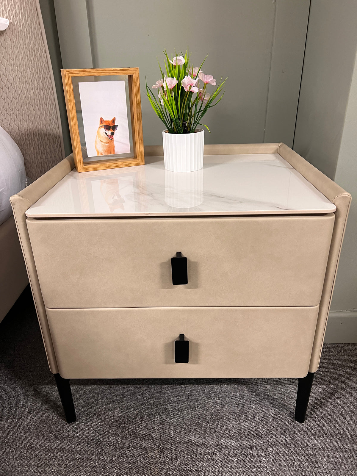 Carla Bedside Table with Charger - Multiple Colours