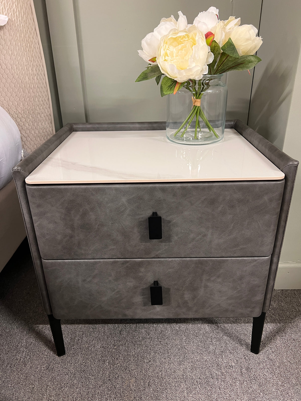 Carla Bedside Table with Charger - Multiple Colours
