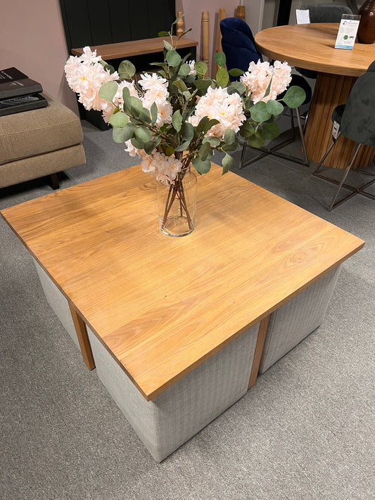 Bespoke Square Coffee Table/Footstool with Stools