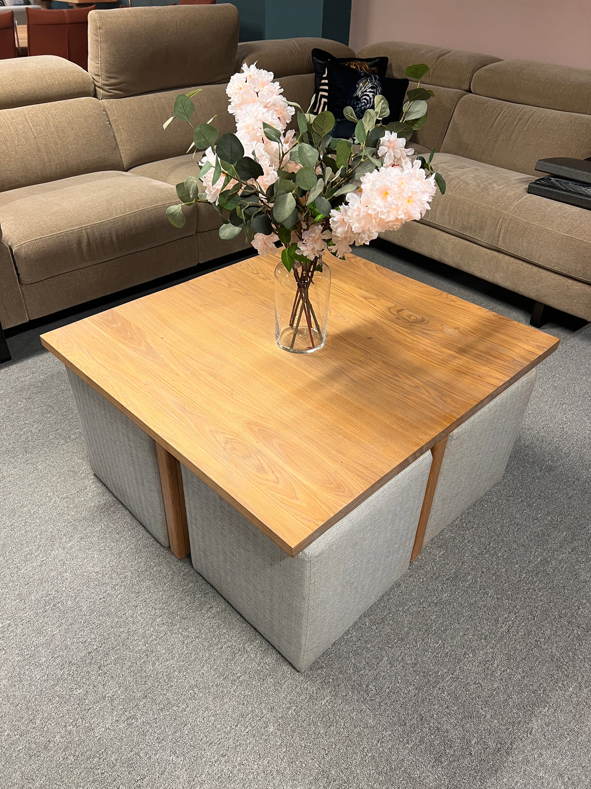 Bespoke Square Coffee Table/Footstool with Stools