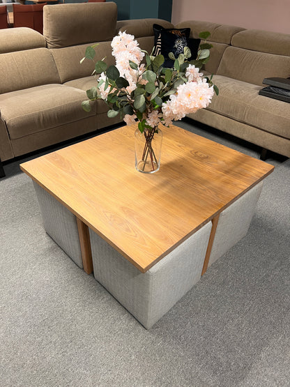 Bespoke Square Coffee Table/Footstool with Stools