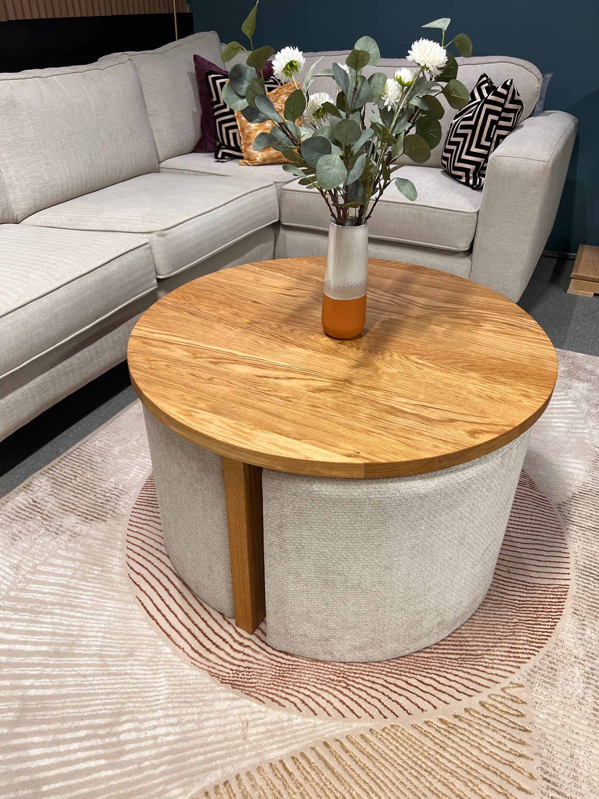 Bespoke Snug Circle Coffee Table with Stools