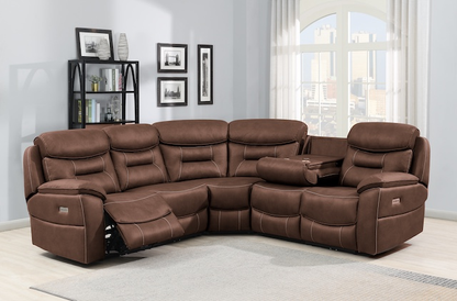 Leroy Corner Sofa - Chestnut w/ Drop-Down Tray AC