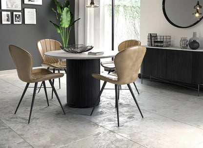 Lucas Round Dining Table - Black w/ Marble Top