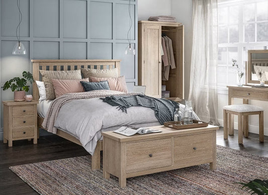 Modern Country Narrow Bedside Locker - Oak