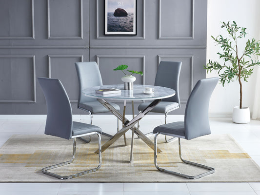 Marissa 4' Dining Set - Grey/White