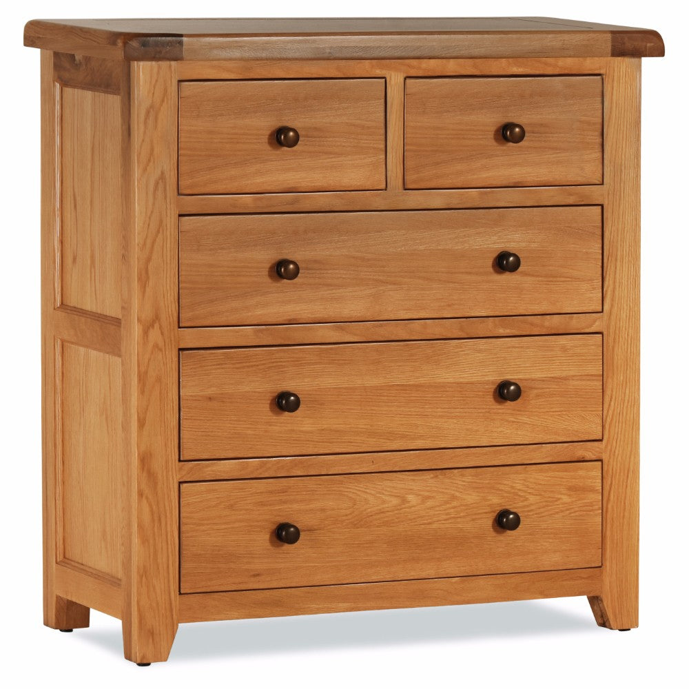 Oscar 5 Drawer Chest - Solid Oak