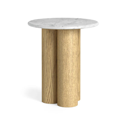 Phoenix 3 Column Side Table - Oak w/ Marble Top
