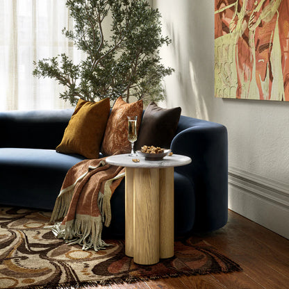 Phoenix 3 Column Side Table - Oak w/ Marble Top