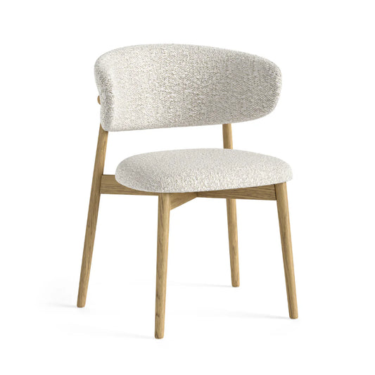 Phoenix Dining Chair - Oak w/ White Boucle