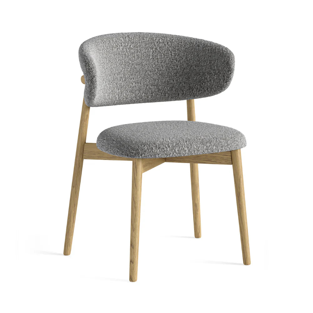 Phoenix Dining Chair - Oak w/ Grey Boucle