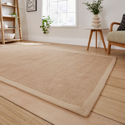 Portland Jute Rug - Beige w/ Beige Border