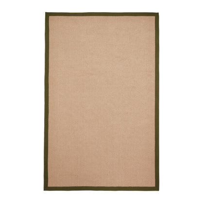 Portland Jute Rug - Beige w/ Green Border