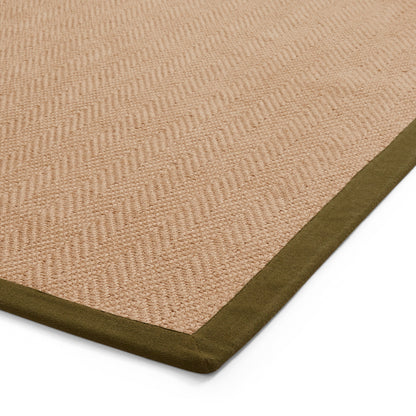 Portland Jute Rug - Beige w/ Green Border