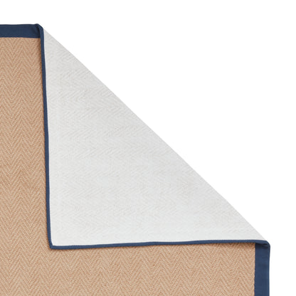 Portland Jute Rug - Beige w/ Navy Border