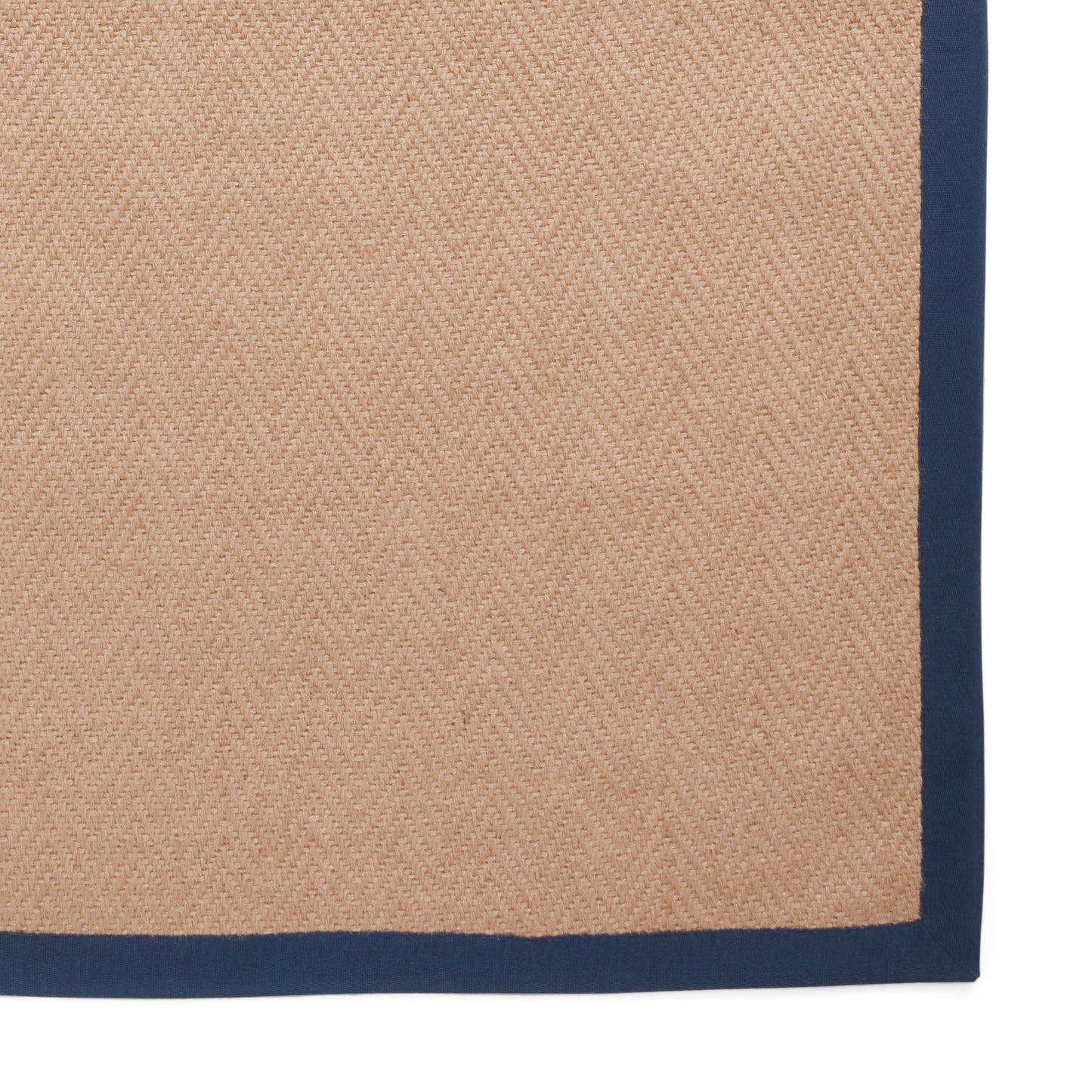 Portland Jute Rug - Beige w/ Navy Border