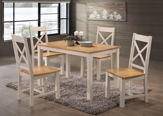 Rochester 4' Dining Set - Cream & Oak