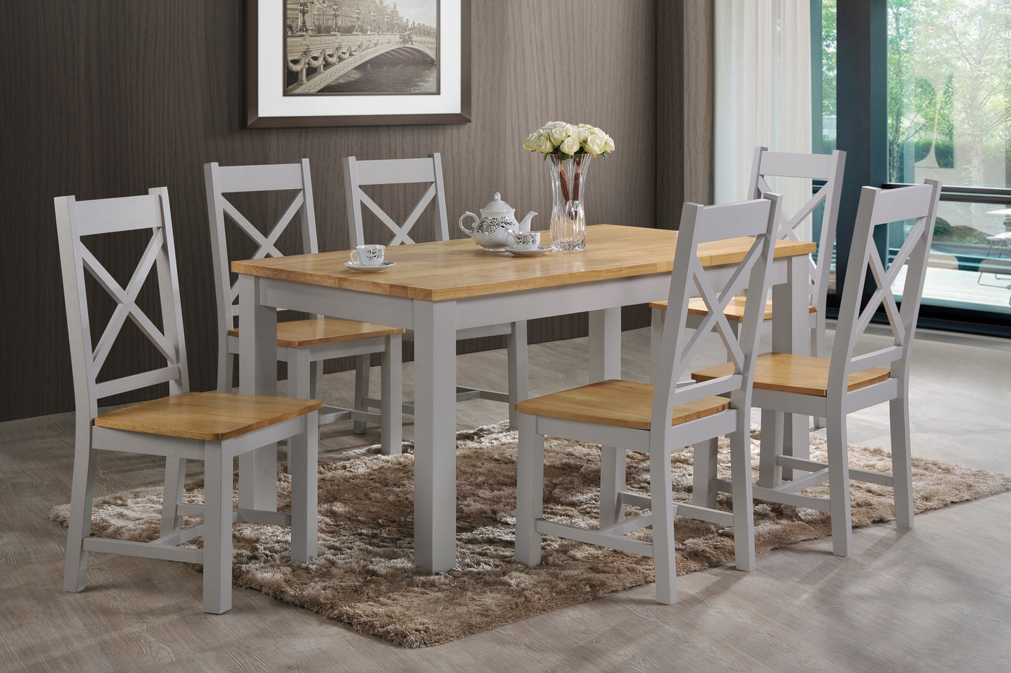 Rochester 6' Dining Set - Grey & Oak