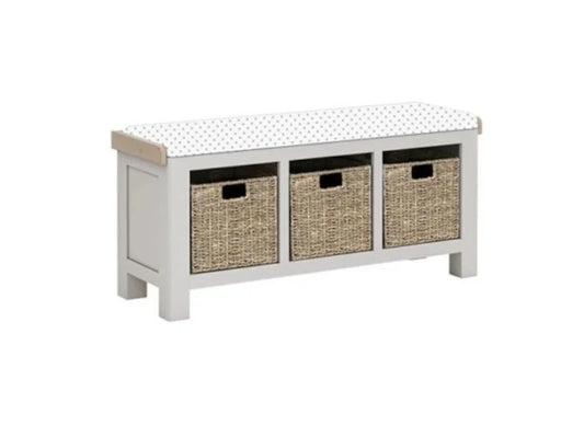 Salcombe Storage Bench - Light Grey - Multiple Cushion Options