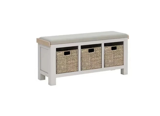 Salcombe Storage Bench - Light Grey - Multiple Cushion Options