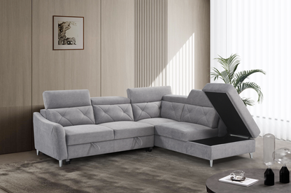 Emma Corner Sofa Bed w/ Storage RHF - Grey