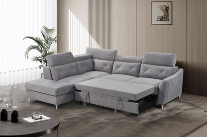 Emma Corner Sofa Bed w/ Storage LHF - Grey