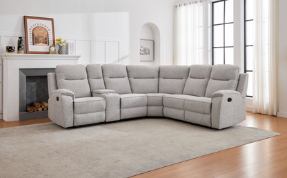 Carlingford Corner Sofa W/ Console - Puente Light Grey