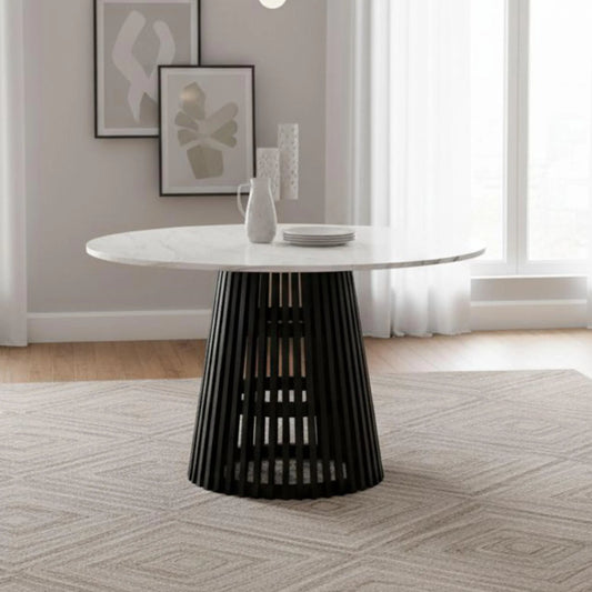Soho Round Dining Table - Black w/ Marble Top