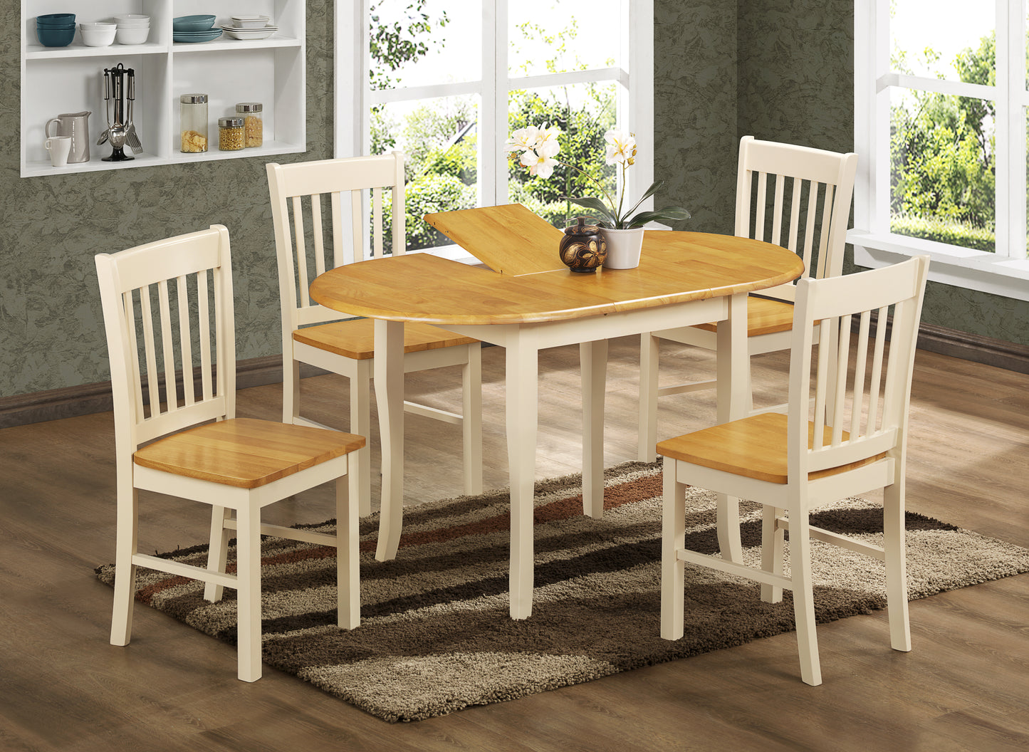 Thames 4' Extendable Dining Set - Cream and Oak