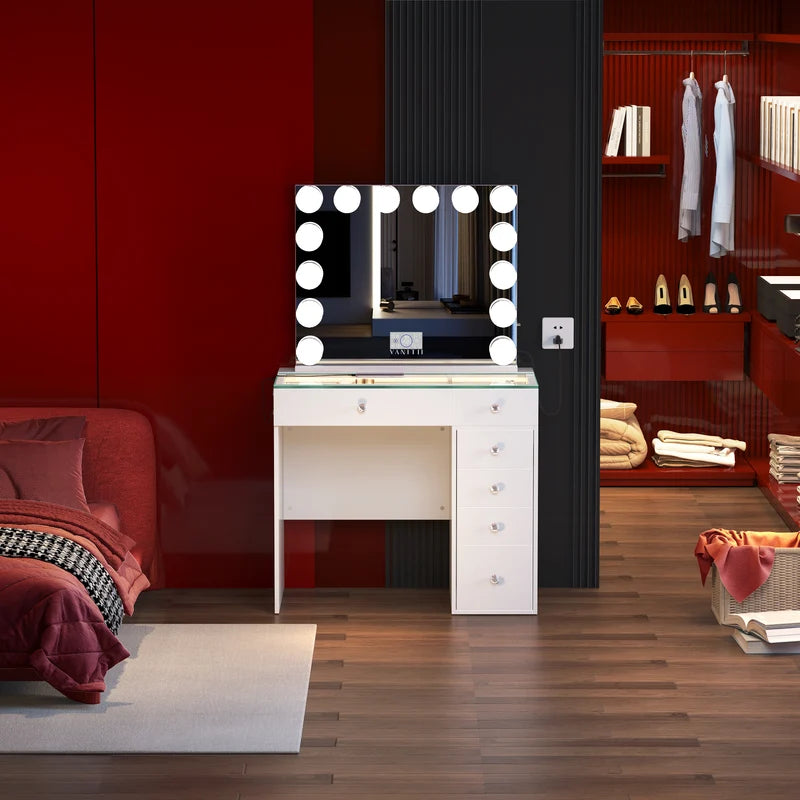 Diana 6 Storage Drawers Vanity Desk
