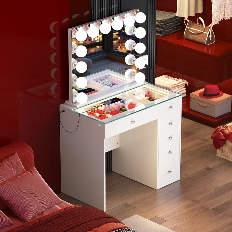 Diana 6 Storage Drawers Vanity Desk