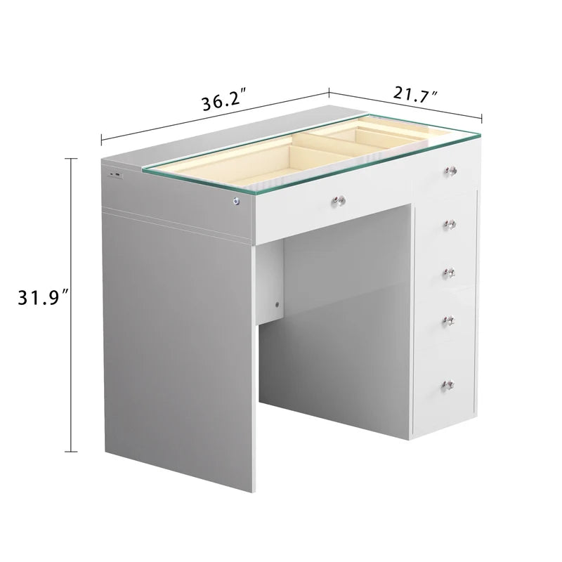 Diana 6 Storage Drawers Vanity Desk