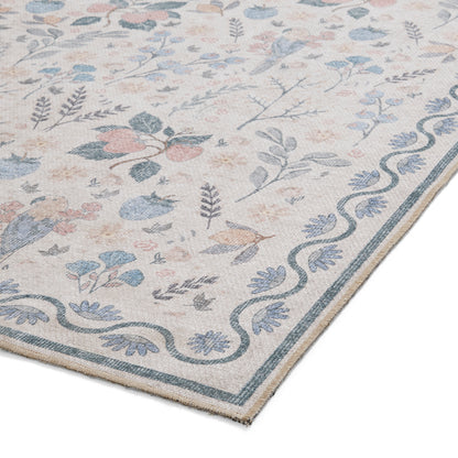 Versailles H1373 Washable Rug - Beige/Blue
