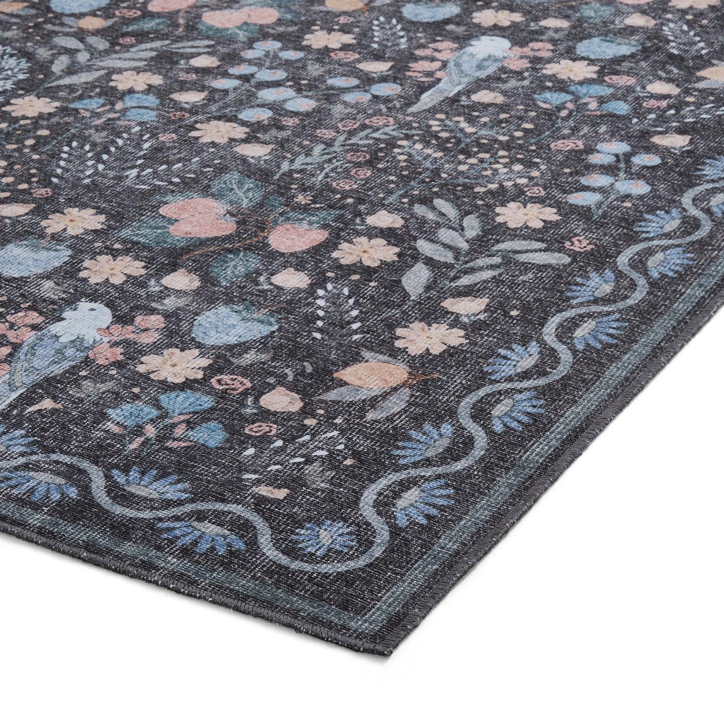 Versailles H1373 Washable Rug - Black/Blue