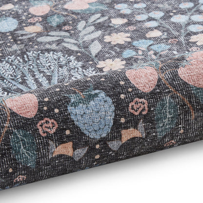 Versailles H1373 Washable Rug - Black/Blue