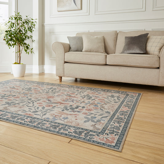 Versailles H1423 Washable Rug - Beige/Blue